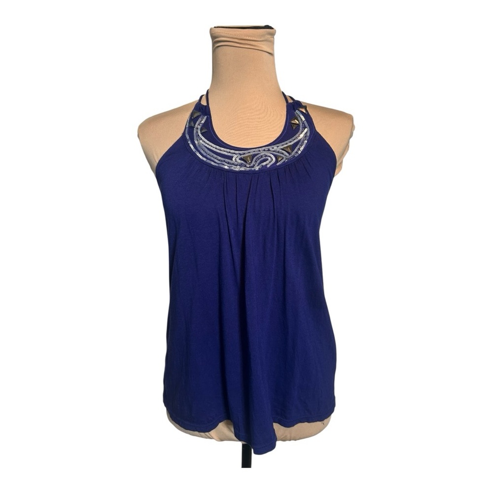 Victoria’s Secret Embellished Halter Bra Top - Size Small, Vivid Blue/Silver